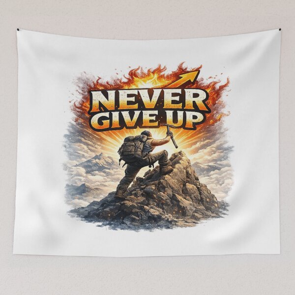 Item preview, Never Give Up Mountain Climber Design designed and sold by DAXIFY.