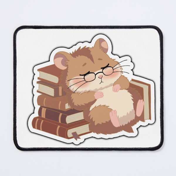Item preview, Sleepy Reading Hamster Sticker – Cute Bookworm Hamster Napping on Books Kawaii Aesthetic designed and sold by pn_terest.
