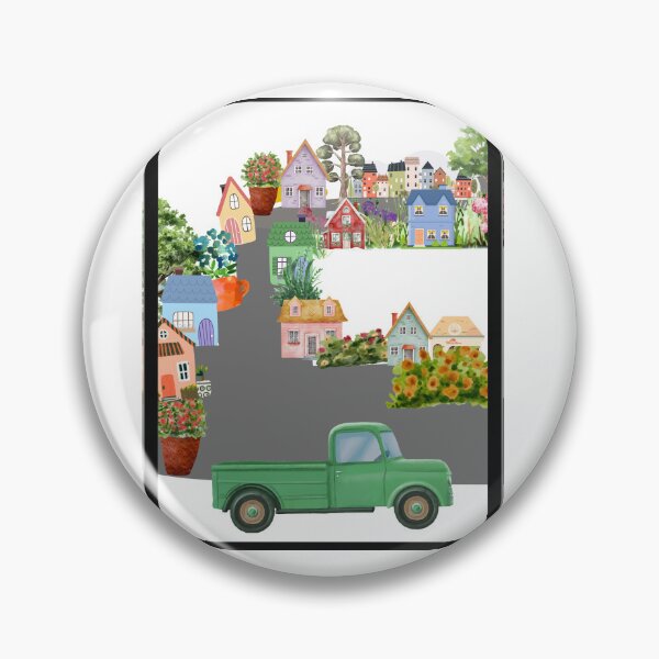 Item preview, Watercolor Village & Vintage Green Truck designed and sold by Atlasoloji.