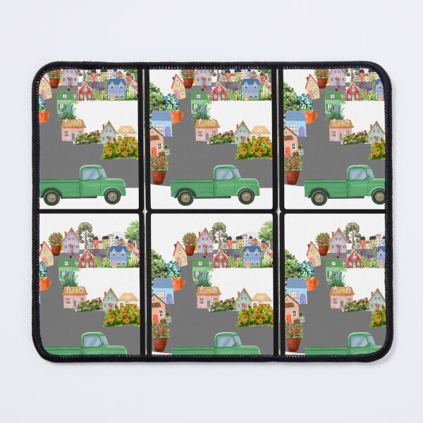 Item preview, Watercolor Village & Vintage Green Truck designed and sold by Atlasoloji.