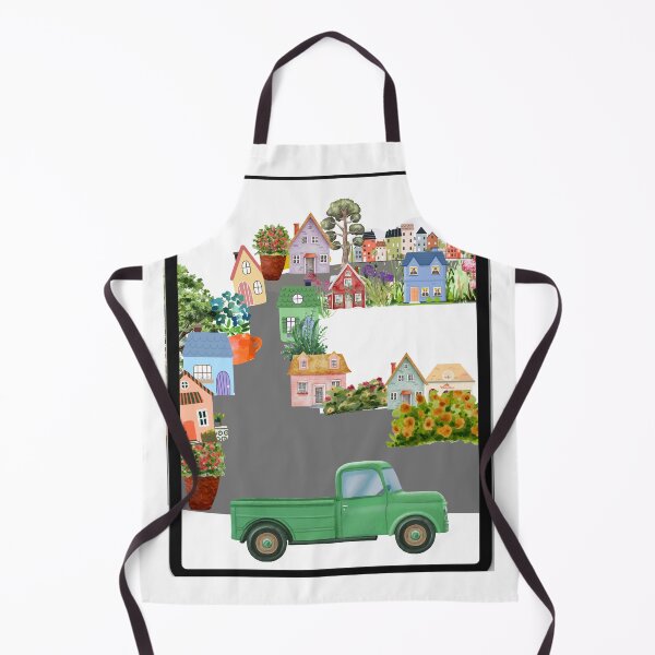 Item preview, Watercolor Village & Vintage Green Truck designed and sold by Atlasoloji.