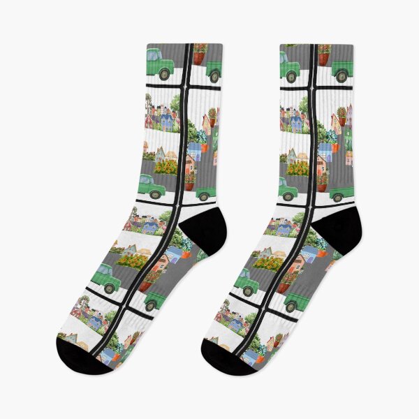 Item preview, Watercolor Village & Vintage Green Truck designed and sold by Atlasoloji.