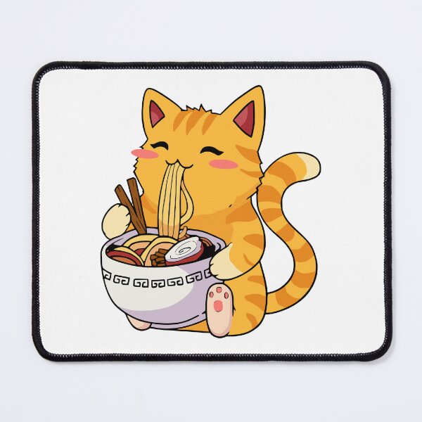 Item preview, Cute Kawaii Orange Cat Eating Ramen Noodles designed and sold by Imaginationbeyond.
