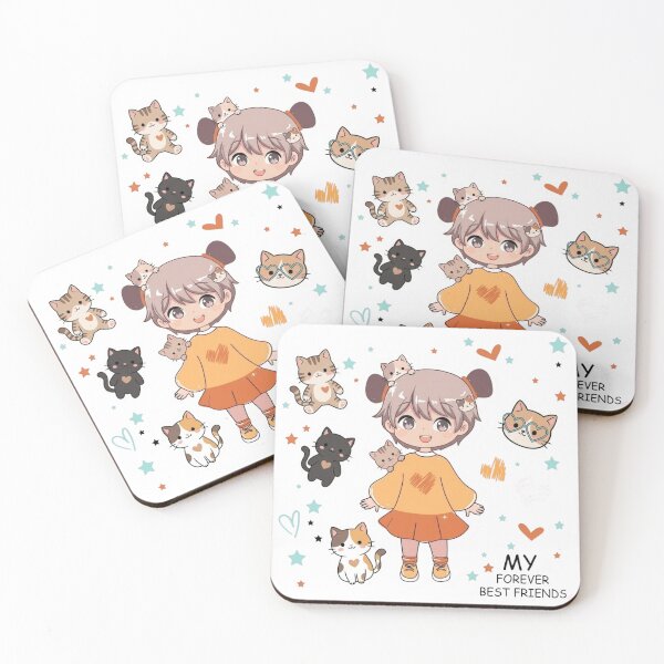 Item preview, Aesthetic Pastel Anime Girl and Multiple Cute Cats Design designed and sold by Jbantan.