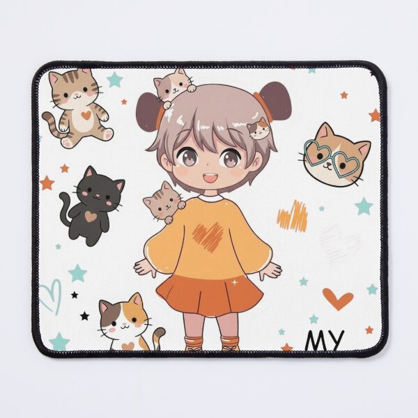 Item preview, Aesthetic Pastel Anime Girl and Multiple Cute Cats Design designed and sold by Jbantan.