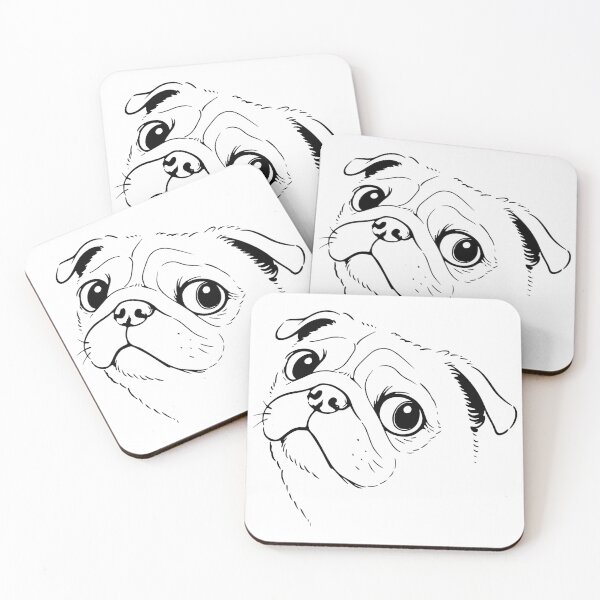 Item preview, Minimalist Black and White Pug Dog Line Art designed and sold by Imaginationbeyond.