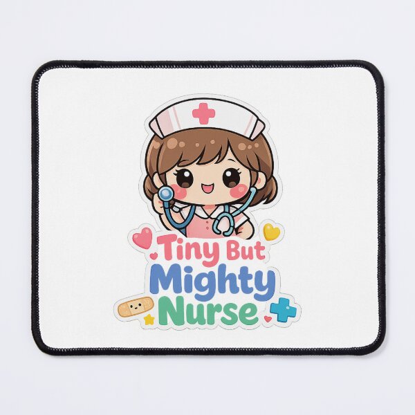 Item preview, Tiny But Mighty Nurse – Kawaii Pastel Sticker designed and sold by mbmstores.