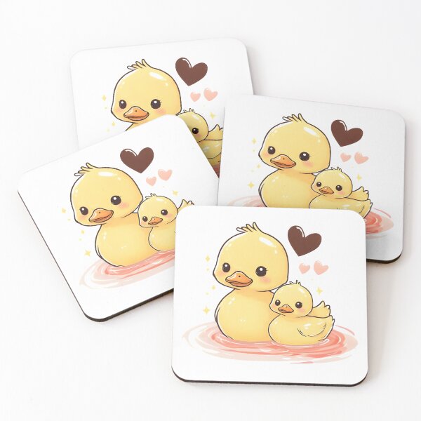 Item preview, Kawaii Mama Duck and Baby Duck Floating on Hearts – Cute Mother’s Day Animal Art designed and sold by SmartyWonders.