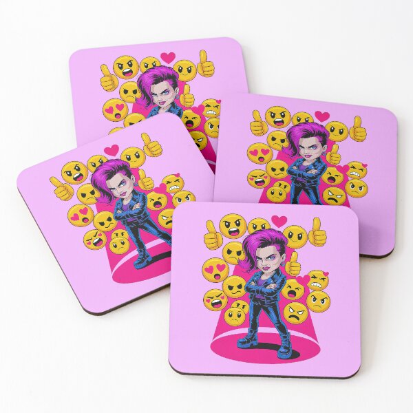 Item preview, Fierce Pink Hair Punk Girl Emoji Chaos Portrait designed and sold by Amanda's Factory.