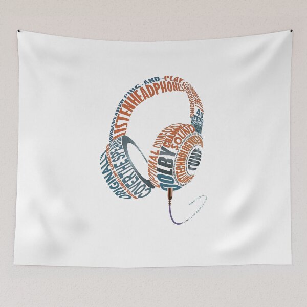 Item preview, Typographic Headphones – Music Typography Design designed and sold by CreatifyTee.