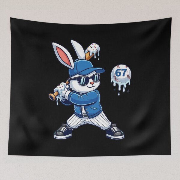 Item preview, Cool Melting Ice Cream Rabbit Baseball Player T-Shirt | Summer Sports Mascot Graphic Tee | Retro Number 67 Drip Shirt designed and sold by Dmo3HarkoArt.