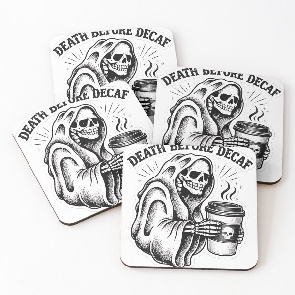 Item preview, Death Before Decaf – Dark Coffee Reaper sticker designed and sold by Jaideep Walia.