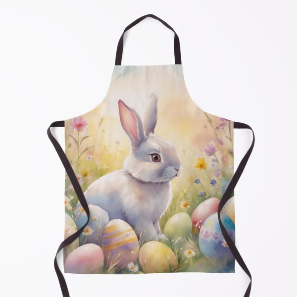 Item preview, Cute White Bunny in Wildflower Field with Easter Eggs designed and sold by Soluna Studio.