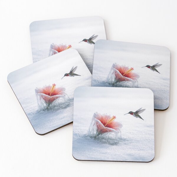 Artikelvorschau, Hummingbird and Frozen Hibiscus – Ice Flower Minimalist Fine Art | Climate Paradox Nature Wall Art entworfen und verkauft von frankseebald.