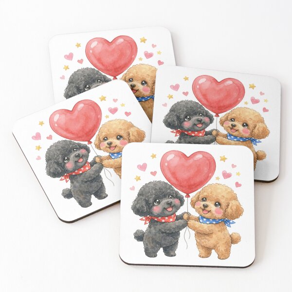 Item preview, Cute Toy Poodle Heart Balloon Watercolor Art Dog Lover Gift designed and sold by mofu-studio.