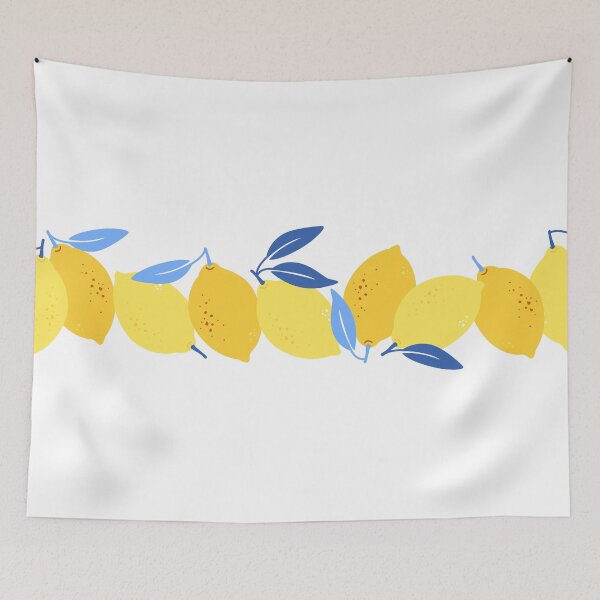 Item preview, Yellow lemons and blue leaves designed and sold by CHERRY--SHOP.