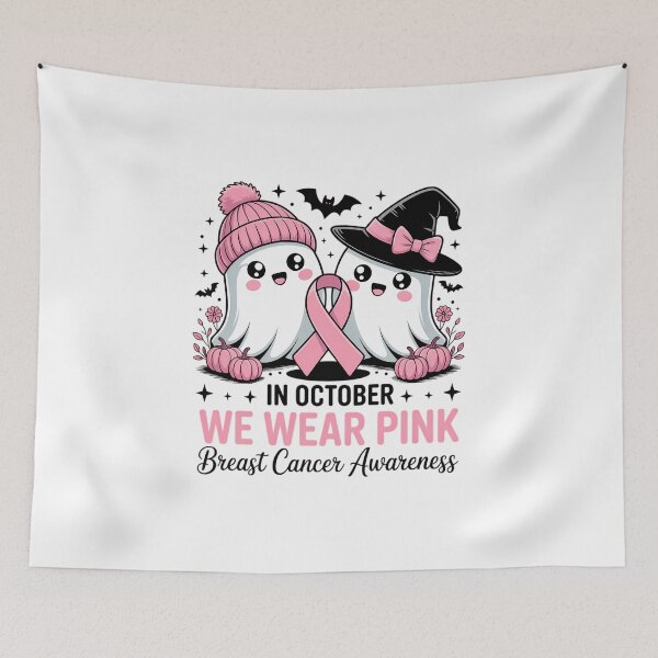 Item preview, In October We Wear Pink Ghost Witch Breast Cancer Awareness designed and sold by IdunayaStore.