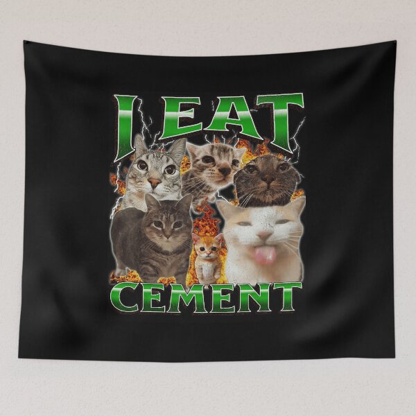 Item preview, I Eat Cement Cat Meme Chaotic Funny Humor designed and sold by tadmercado.