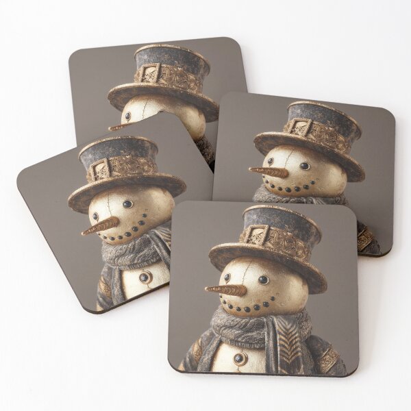 Item preview, Golden Snowman Winter Design – Luxury Christmas Snowman Illustration designed and sold by WordPlayStudio.