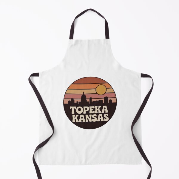 Item preview, Topeka Kansas: Retro Brown Orange Pink Sunset Skyline Badge designed and sold by CircinusStore.