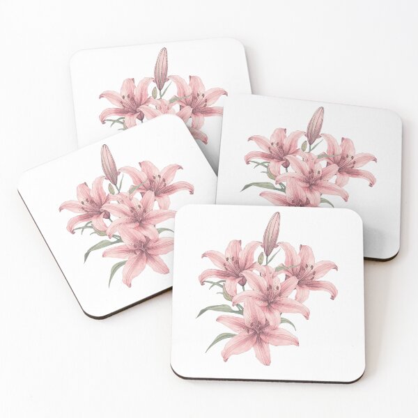 Item preview, Pink lily flowers Watercolors designed and sold by uunaa.