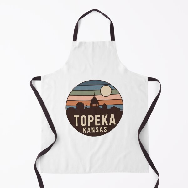 Item preview, Topeka Kansas: Retro Blue Green Sunset Skyline Badge designed and sold by CircinusStore.