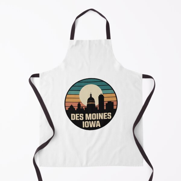 Item preview, Des Moines Iowa: Retro Teal Orange Sunset Skyline Badge designed and sold by CircinusStore.