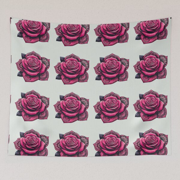 Item preview, Drawing of a zentangle pink rose designed and sold by NivyasArtistry.