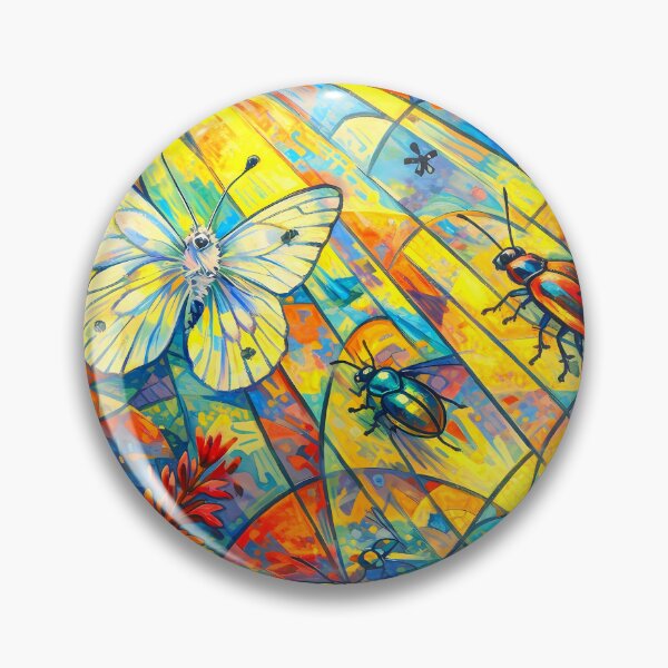 Item preview, Vibrant Stained Glass Insect Scene designed and sold by cuprum.