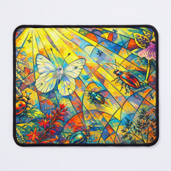 Item preview, Vibrant Stained Glass Insect Scene designed and sold by cuprum.