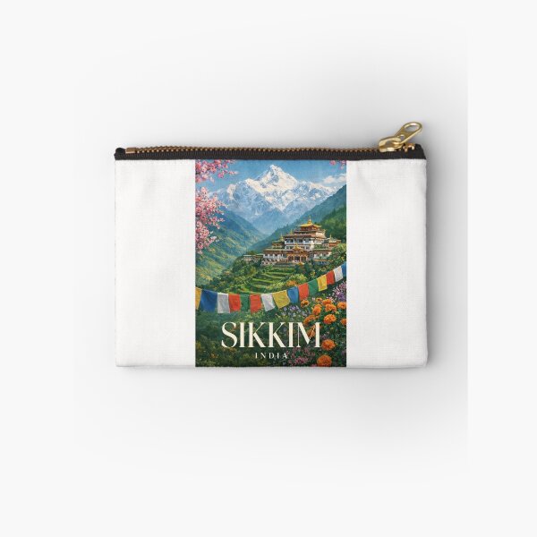 Item preview, Sikkim India Kanchenjunga Valley Monastery Prayer Flags Landscape designed and sold by Places On Earth.