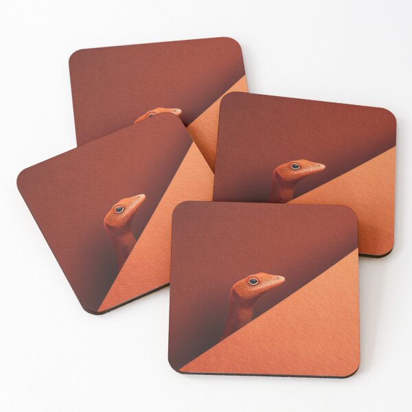 Item preview, Minimalist Orange Gecko Peeking from Red Corner designed and sold by LuminousFoundry.