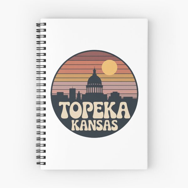 Item preview, Topeka Kansas: Orange Pink Purple Sunset Skyline Badge designed and sold by CircinusStore.