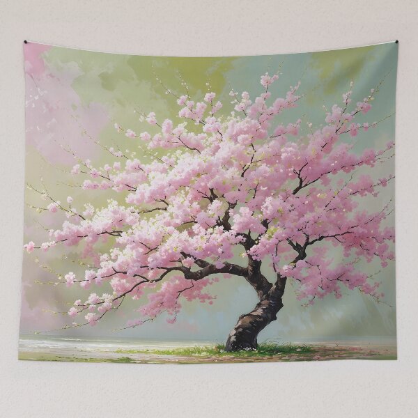 Item preview, Serene Cherry Blossom Tree - Pastel Watercolor Dream Landscape designed and sold by Art-Inspir-AI.