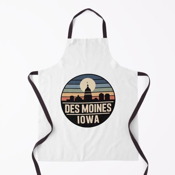 Item preview, Des Moines Iowa: Retro Blue Orange Sunset Skyline Badge designed and sold by CircinusStore.
