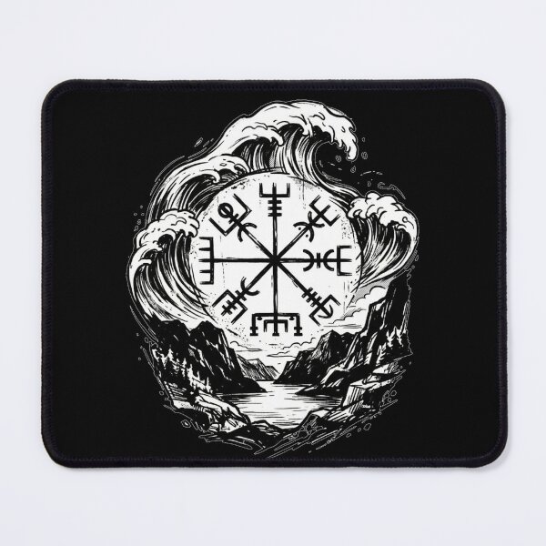 Item preview, Vegvisir Viking Compass & Waves – Norwegian Fjord Tattoo Style designed and sold by MystfjordTales.