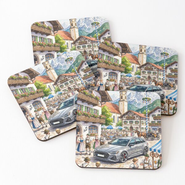 Item preview, Artistic watercolor of powerful car at Oktoberfest festival designed and sold by RevUpDesign.