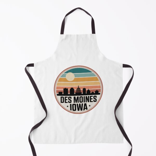 Item preview, Des Moines Iowa: Retro Teal Orange Yellow Sunset Skyline Badge designed and sold by CircinusStore.