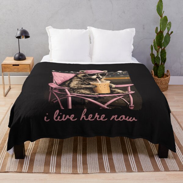 Item preview, I Live Here Now Raccoon Coffee Baseball Mama Funny Sports Mom Design designed and sold by kiralynstration.