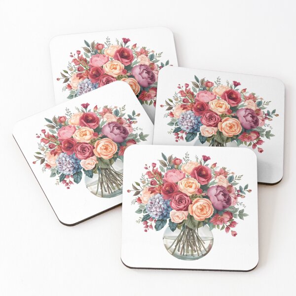 Item preview,  Pink flowers bouquet watercolor designed and sold by uunaa.