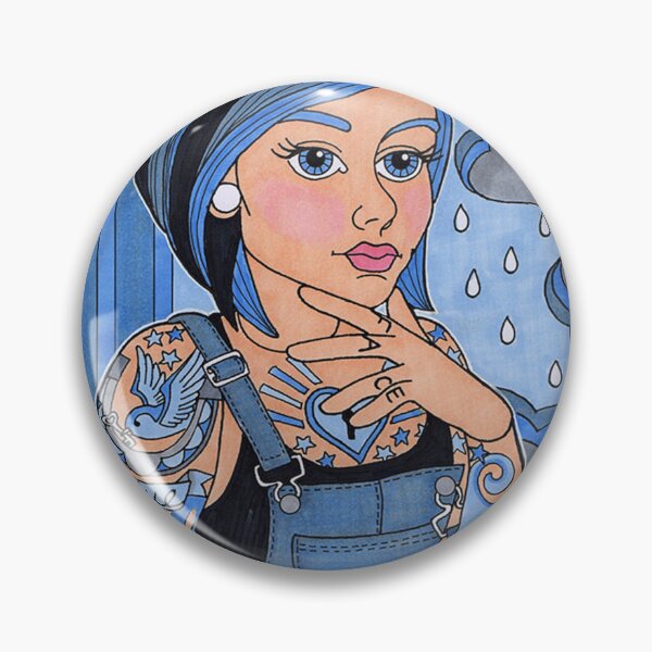 Item preview, Blue girl sitting with her feels designed and sold by JolandaJarman.