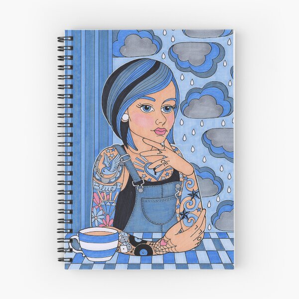 Item preview, Blue girl sitting with her feels designed and sold by JolandaJarman.
