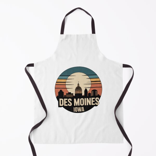 Item preview, Des Moines Iowa: Retro Blue Orange Beige Sunset Skyline Badge designed and sold by CircinusStore.