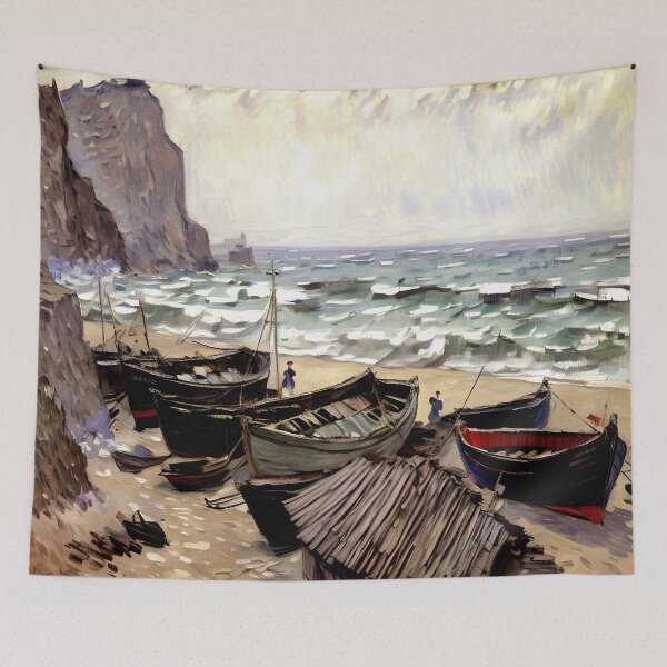 Item preview, Fishing Boats on the Beach at Étretat designed and sold by artdesignsnow.