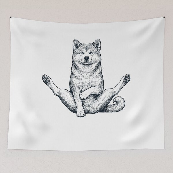 Aperçu de l'œuvre Pose de yoga amusante d'un Akita, amoureuse des chiens créée et vendue par DoodleTortle.