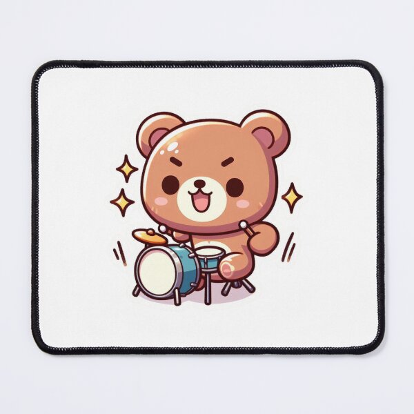 Item preview, Kawaii Bear Playing Drums-Cute Drummer Animal Sticker designed and sold by carestazafeli.