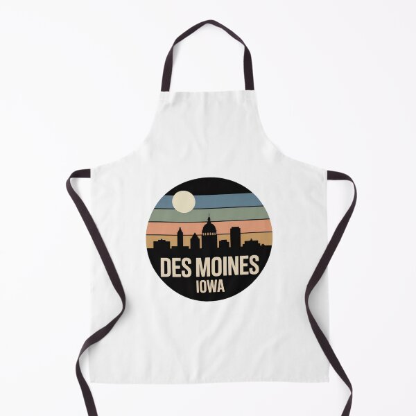 Item preview, Des Moines Iowa: Retro Blue Green Orange Sunset Skyline Badge designed and sold by CircinusStore.