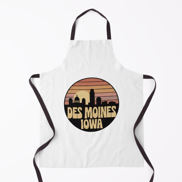 Item preview, Des Moines Iowa: Retro Orange Pink Brown Sunset Skyline Badge designed and sold by CircinusStore.