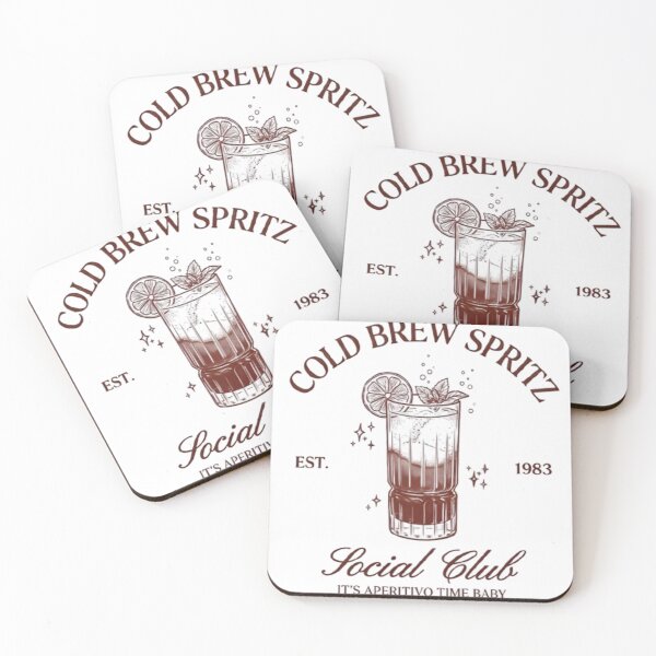 Item preview, Vintage Art Deco Inspired Cold Brew Spritz Cocktail and Social Club Established 1983 Aperitivo Time Design - Dark Red on White designed and sold by apex.vibe.
