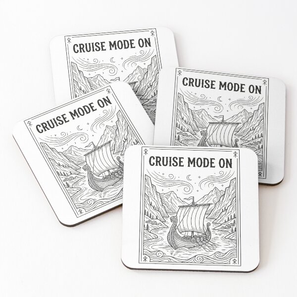Item preview, Cruise Mode On – Viking Ship, Nordic Fjords, Tattoo Line Art designed and sold by MystfjordTales.